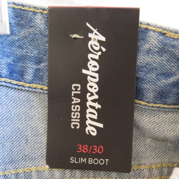 Aeropostale* Men's Classic Slim Boot Light Wash Zipper/Button Jeans~ Size 38/30 - Picture 8 of 14
